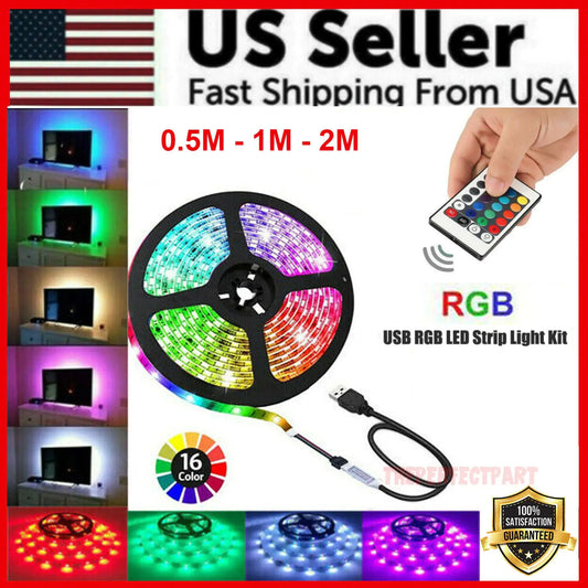 LED Strip Lights TV Back Light 5050 RGB Colour Changing 5V USB  with 24Key Remote